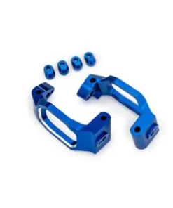 TRX10232-BLUE Caster blocks, 6061-T6 aluminum (blue-anodized), left & right/ 4x22mm pin (4)/ 3x10mm BCS (with threadlock) (4)/ retainers (4)