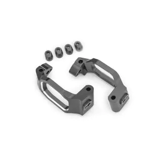 TRX10232-GRAY Caster blocks, 6061-T6 aluminum (Grey-anodized), left & right/ 4x22mm pin (4)/ 3x10mm BCS (with threadlock) (4)/ retainers (4)