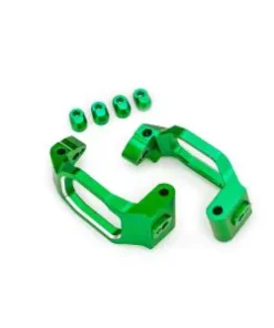 TRX10232-GRN Caster blocks, 6061-T6 aluminum (green-anodized), left & right/ 4x22mm pin (4)/ 3x10mm BCS (with threadlock) (4)/ retainers (4) ZGAN