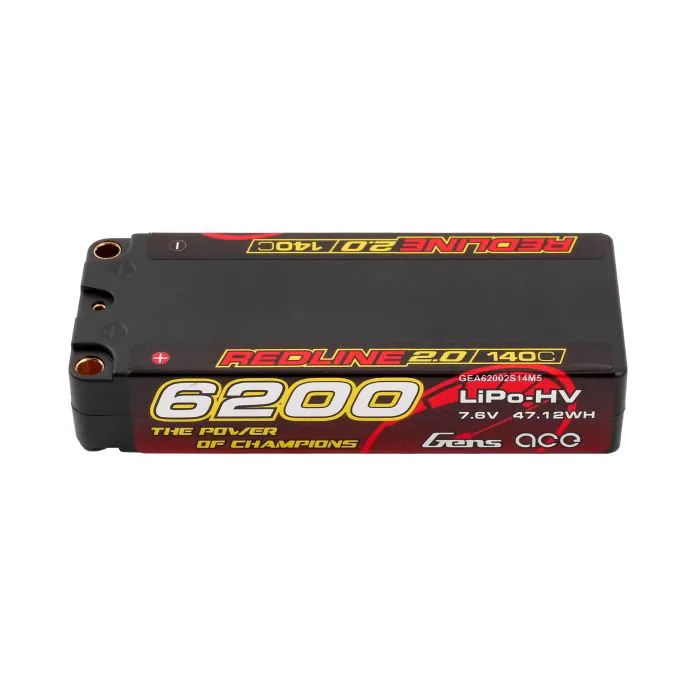 Gens Ace Redline 2.0 Series 6200mAh 2S1P 7.6V 140C HardCase HV Lipo Battery Pack with Hardcase 132#
